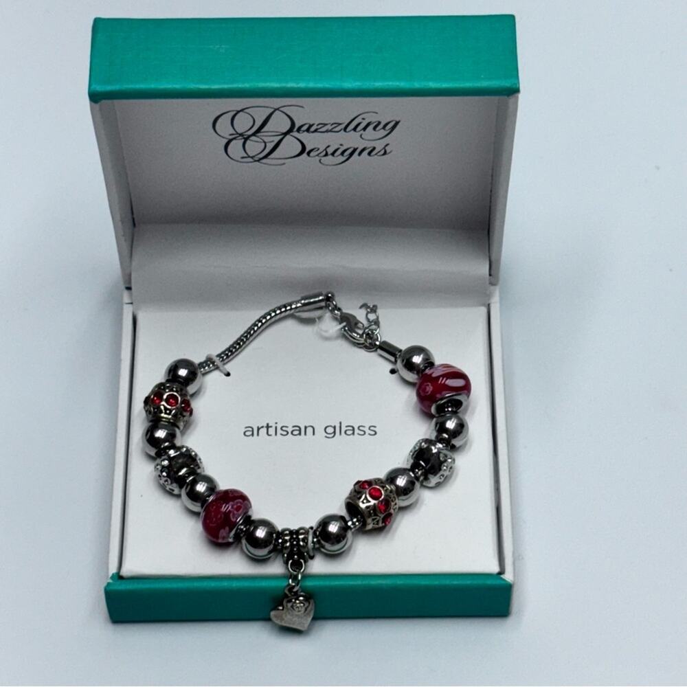 Elegant Red and Silver Beaded Bracelet